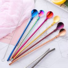 Colorful Spiral Spoon Straws Set