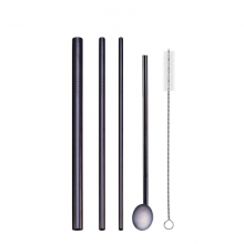 Wide Metal Straws Set with Spoon